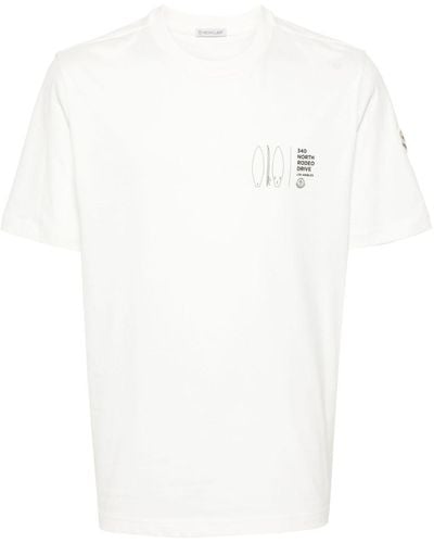 Moncler T-shirt en coton à logo imprimé - Blanc