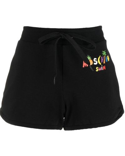 Moschino Swim Logo Print Track Shorts - Black
