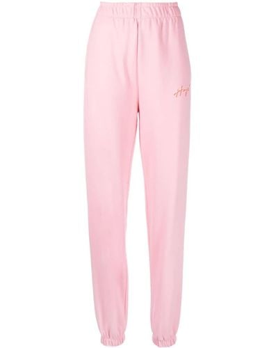 HUGO Pantalon de jogging en coton à logo imprimé - Rose
