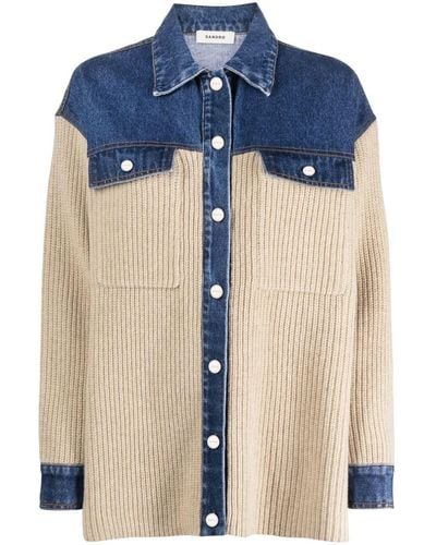 Sandro Cardigan lungo denim - Blu