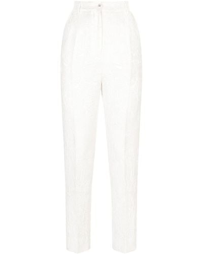 Dolce & Gabbana Pantalon Met Bloemenbrokaat - Wit