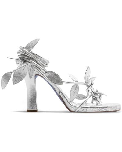 Burberry Ivy Flora 105mm Leather Sandals - White