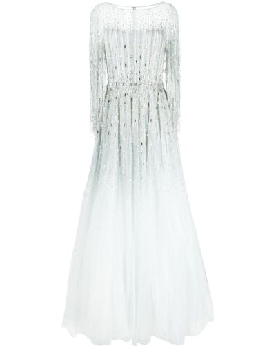 Jenny Packham Hestia Crystal-embellished Pleated Gown - White