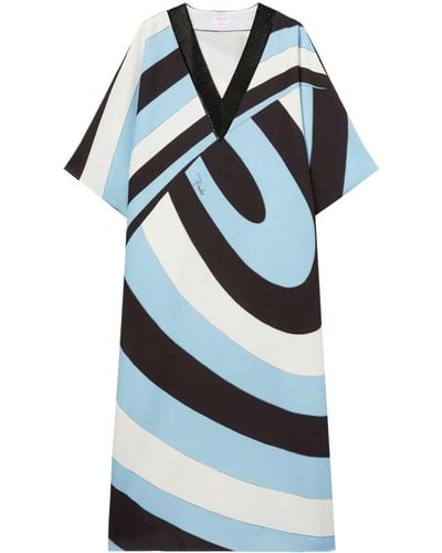 Emilio Pucci Iride-print Striped Dress - Blue