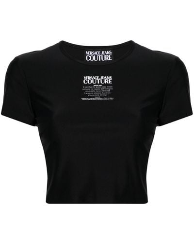 Versace T-shirt crop à logo imprimé - Noir