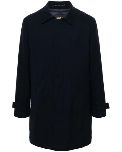 BOSS Single-breasted Zip-up Coat - Blue