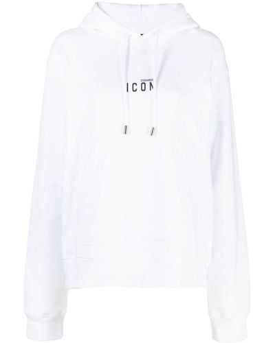 DSquared² Hoodie en jersey à logo imprimé - Blanc
