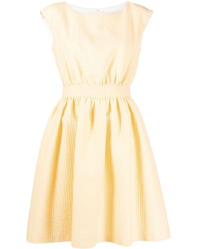 Paule Ka Boat-neck Flared Dress - Yellow