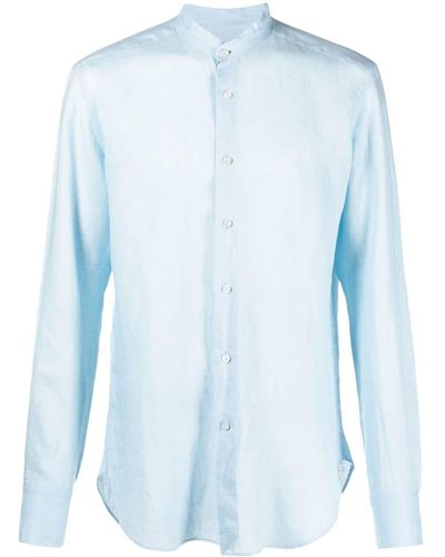 Peninsula Band-collar Button-down Shirt - Blue