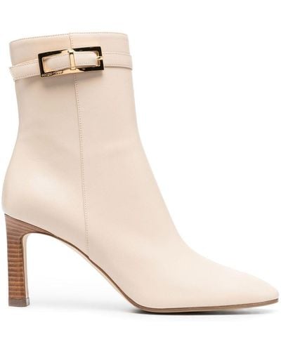 Sergio Rossi Nora 95mm Leather Boots - Natural