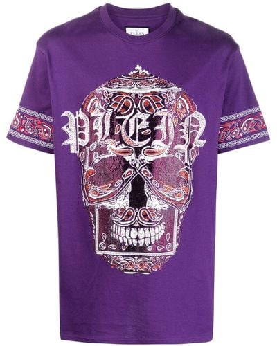 Philipp Plein Skull-print T-shirt - Purple