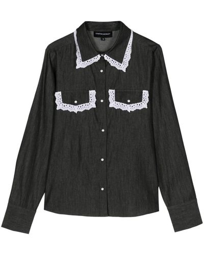 Cynthia Rowley Lace-trimmed Cotton Shirt - Black