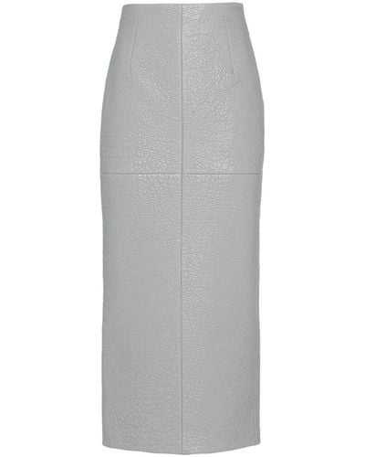 Prada Nappa-leather Midi Skirt - Grey