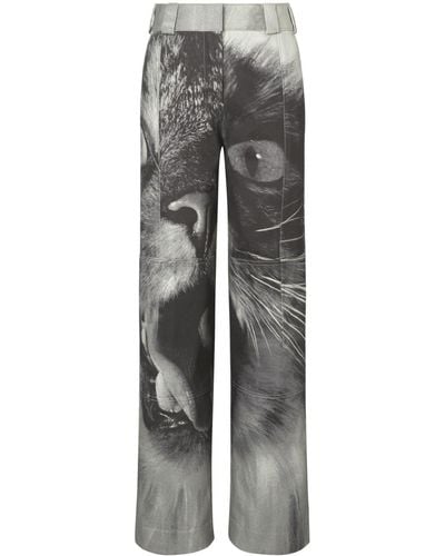 Tory Burch Pantalon cargo à imprimé Cat - Gris