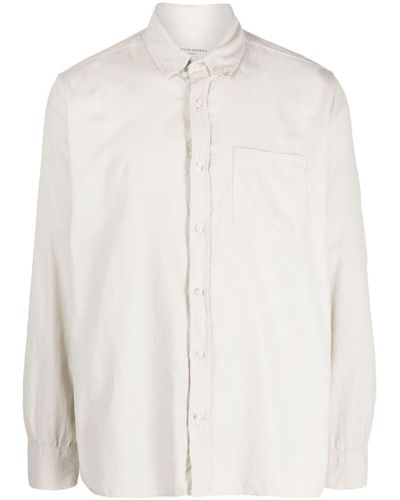 Officine Generale Long-sleeved Cotton-blend Shirt - White