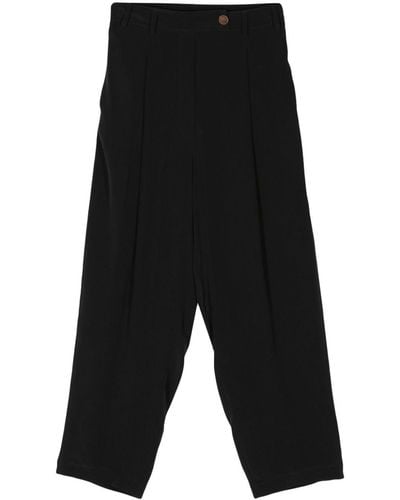 Alysi High-waist Tapered Silk Pants - Black