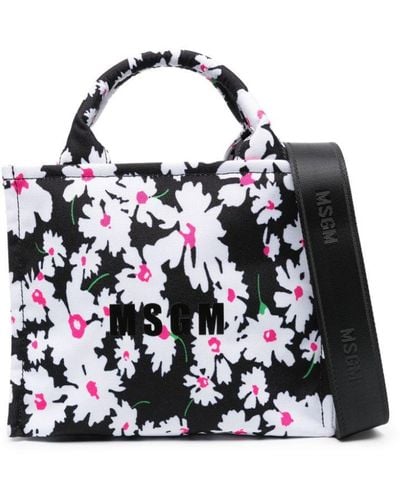 MSGM Floral-motif Tote Bag - Black