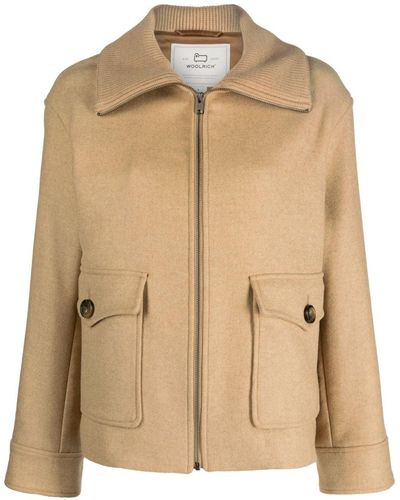 Woolrich Zip-up Ribbed-collar Jacket - Natural