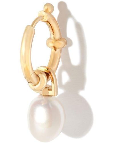 Maria Black Gold-plated Pearl Hoop Earring - White