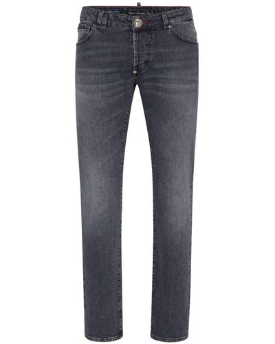 Philipp Plein Straight cut cotton jeans - Blau