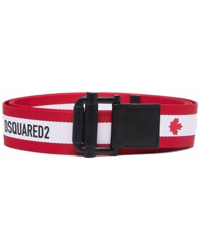 DSquared² Cinturón con hebilla y logo - Rojo