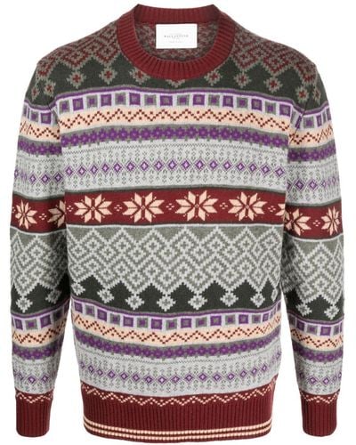 Ballantyne Patterned Intarsia-knit Wool Sweater - Red