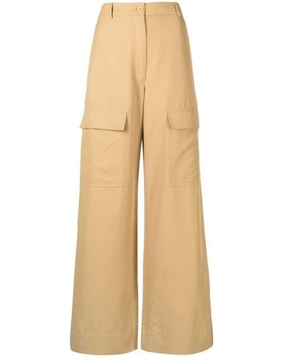 Stella McCartney Wide-leg Flap-pocket Pants - Natural