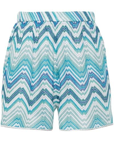 Missoni Zigzag-woven Knitted Shorts - Blue