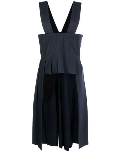 Comme des Garçons Fringed-skirt Apron Dress - Blue