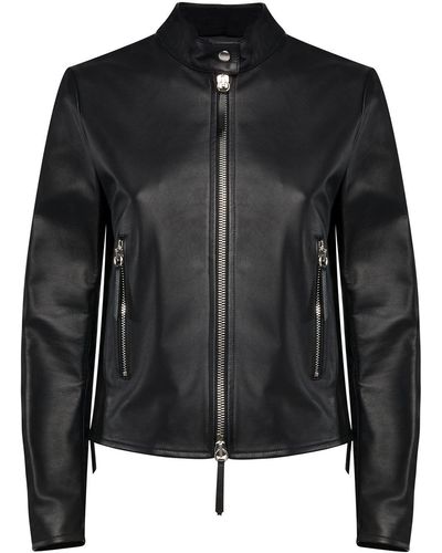Giuseppe Zanotti Leather Zip-up Jacket - Black