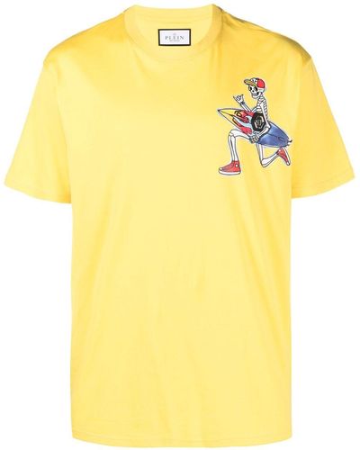 Philipp Plein Hawaii Graphic-print Cotton T-shirt - Yellow