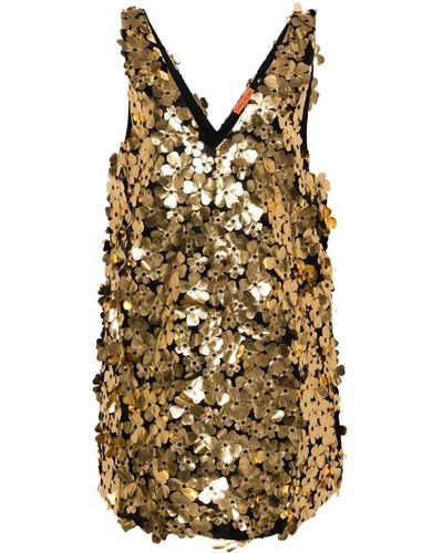 Stine Goya Vestido corto Elena con aplique floral - Metálico