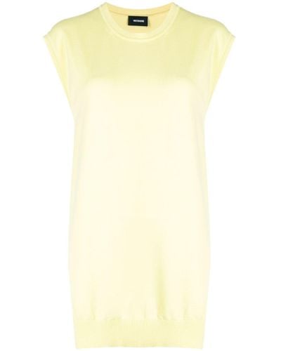 we11done Cap-sleeved Fine-knit Dress - Yellow