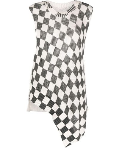 MM6 by Maison Martin Margiela Checkerboard-print Knitted Top - White