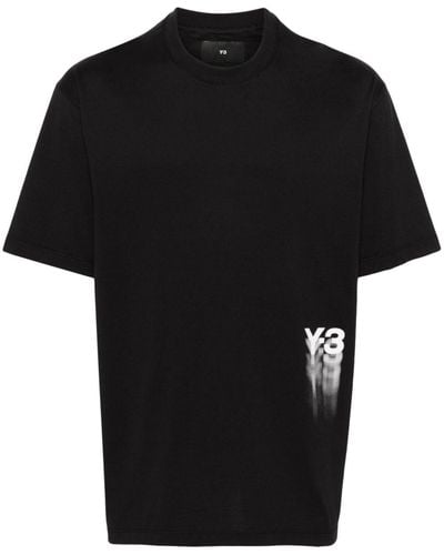 Y-3 Katoenen T-shirt Met Print - Zwart