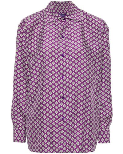 Ralph Lauren Collection Cagney Geometric-print Shirt - Purple