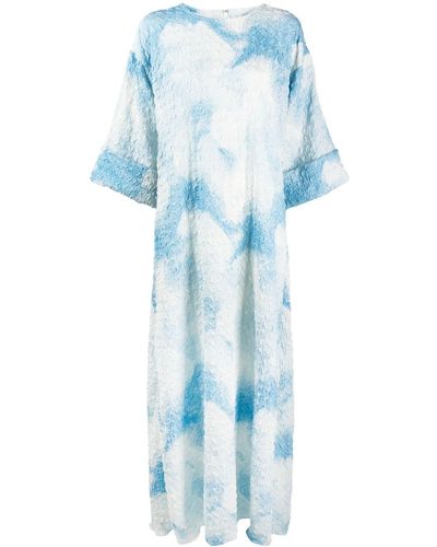 Bambah Cloud-print Jacquard Kaftan Dress - Blue