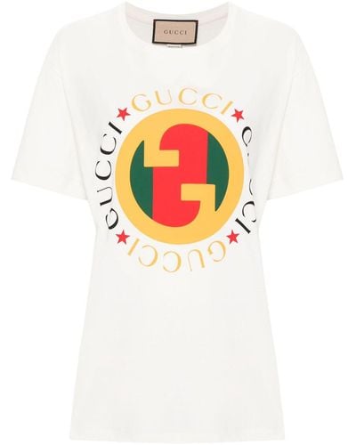 Gucci オフホワイト ロゴプリント Tシャツ