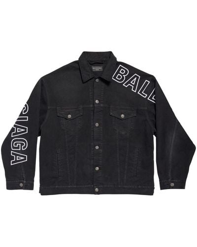 Balenciaga Outline Denim Jacket - Black