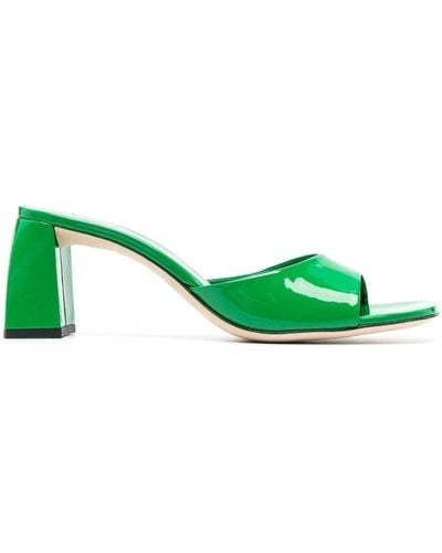 BY FAR Romy 55 Patent Leather Mules - Green