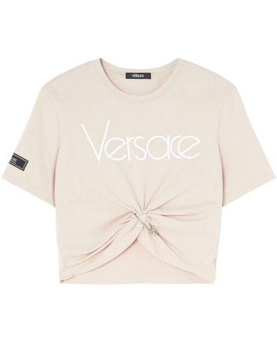 Versace Safety Pin Cropped T-shirt - Natural