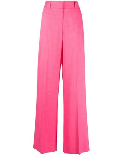 MSGM Pantalones anchos de talle alto - Rosa