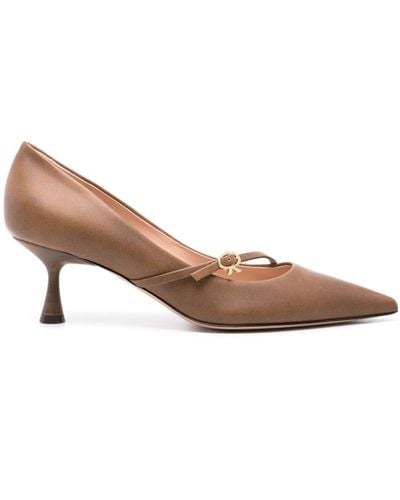 Gianvito Rossi 55 Leather Pointed Pumps - Women's - Calf Leather - Brown