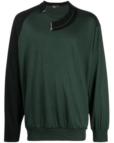 Kolor Asymmetric Wool Long-sleeve T-shirt - Green