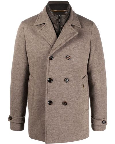 Moorer Double-breasted Pea Coat - Brown