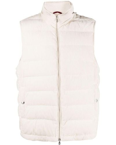 Brunello Cucinelli Corduroy Padded Down Gilet - Natural