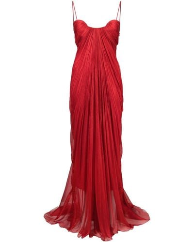 Maria Lucia Hohan Victoria Pleated Silk Maxi Dress - Red