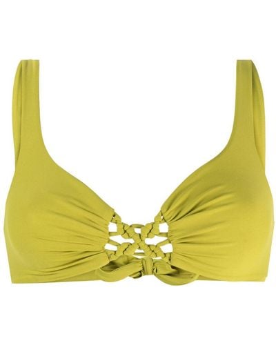 Fisico Woven-detailed Bikini Top - Yellow