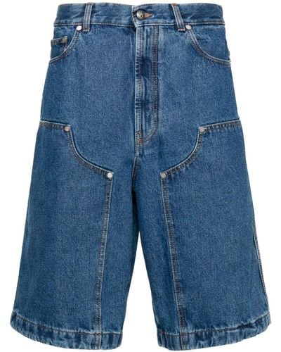 Palm Angels Jeans-Shorts mit Monogramm - Blau