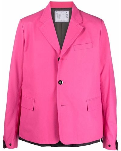 Sacai レイヤード シングルジャケット - ピンク